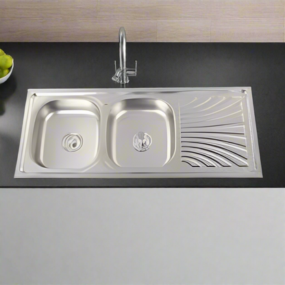 Kitchen Sink 120x50x0.5 Double Bowl + Arm