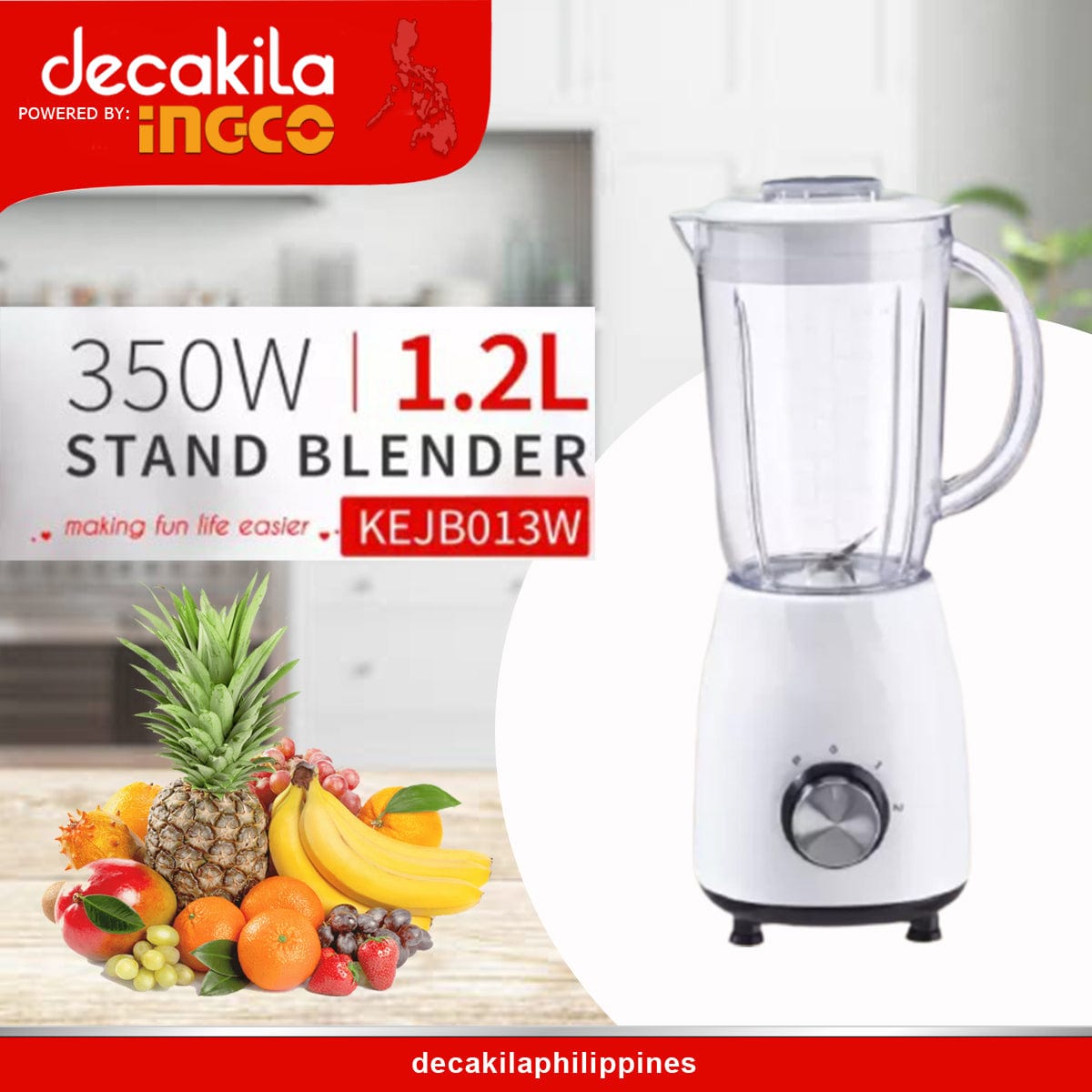 Decakila Kitchen Appliances Decakila 1.2L Stand Blender 350W - KEJB013W