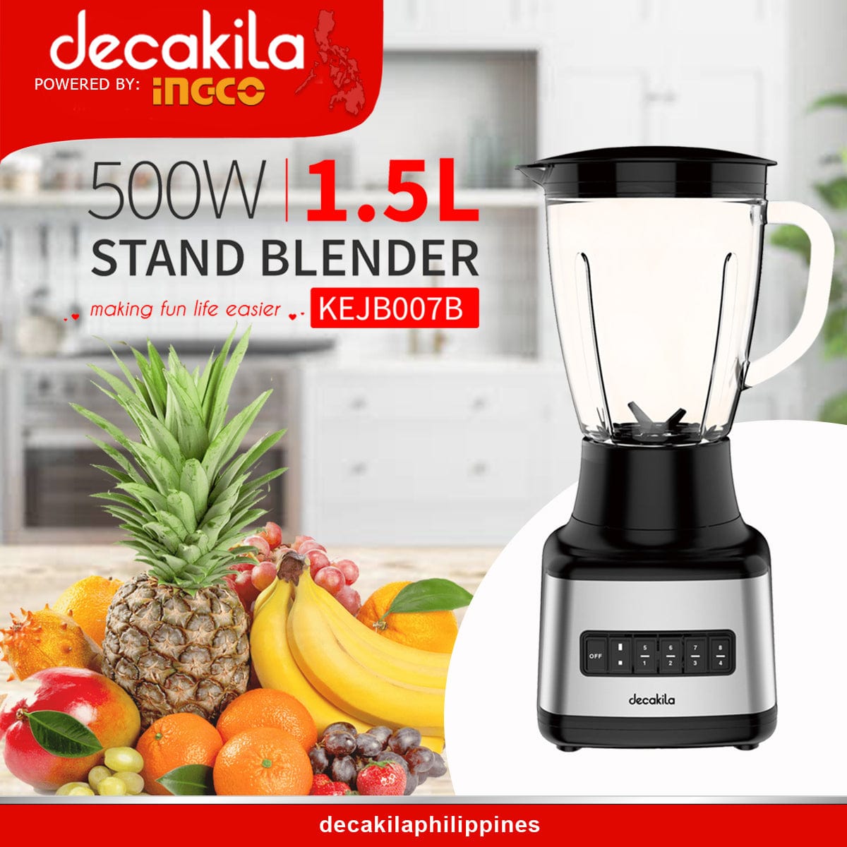 Decakila Kitchen Appliances Decakila 1.5L Stand Blender 500W - KEJB007B