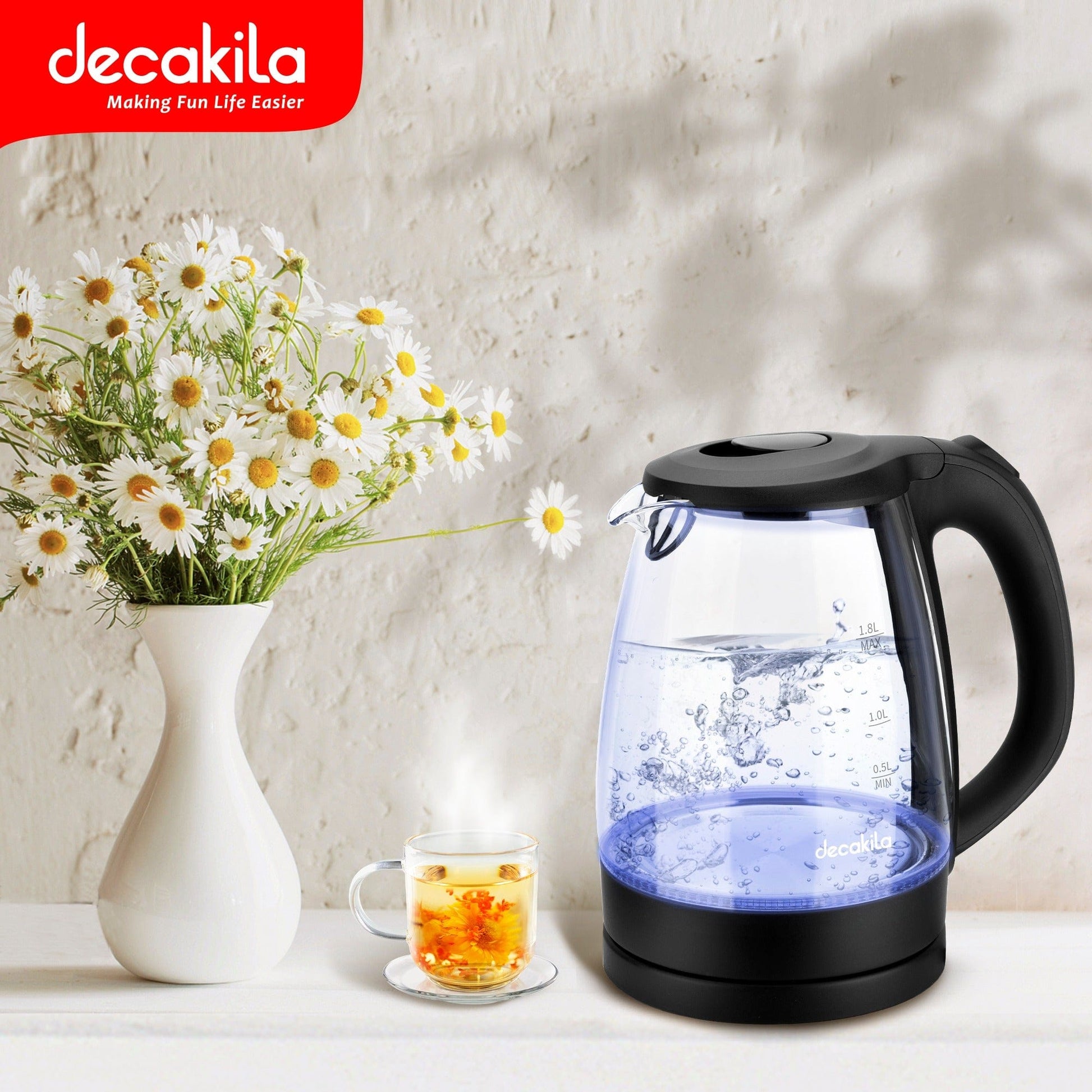 Decakila Electric Kettle Decakila 1.8L Glass Electric Kettle 2200W - KEKT018B