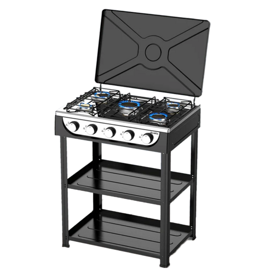 Decakila Kitchen Appliances Decakila Five Burner Gas Stove With Shelf - KMGS019B