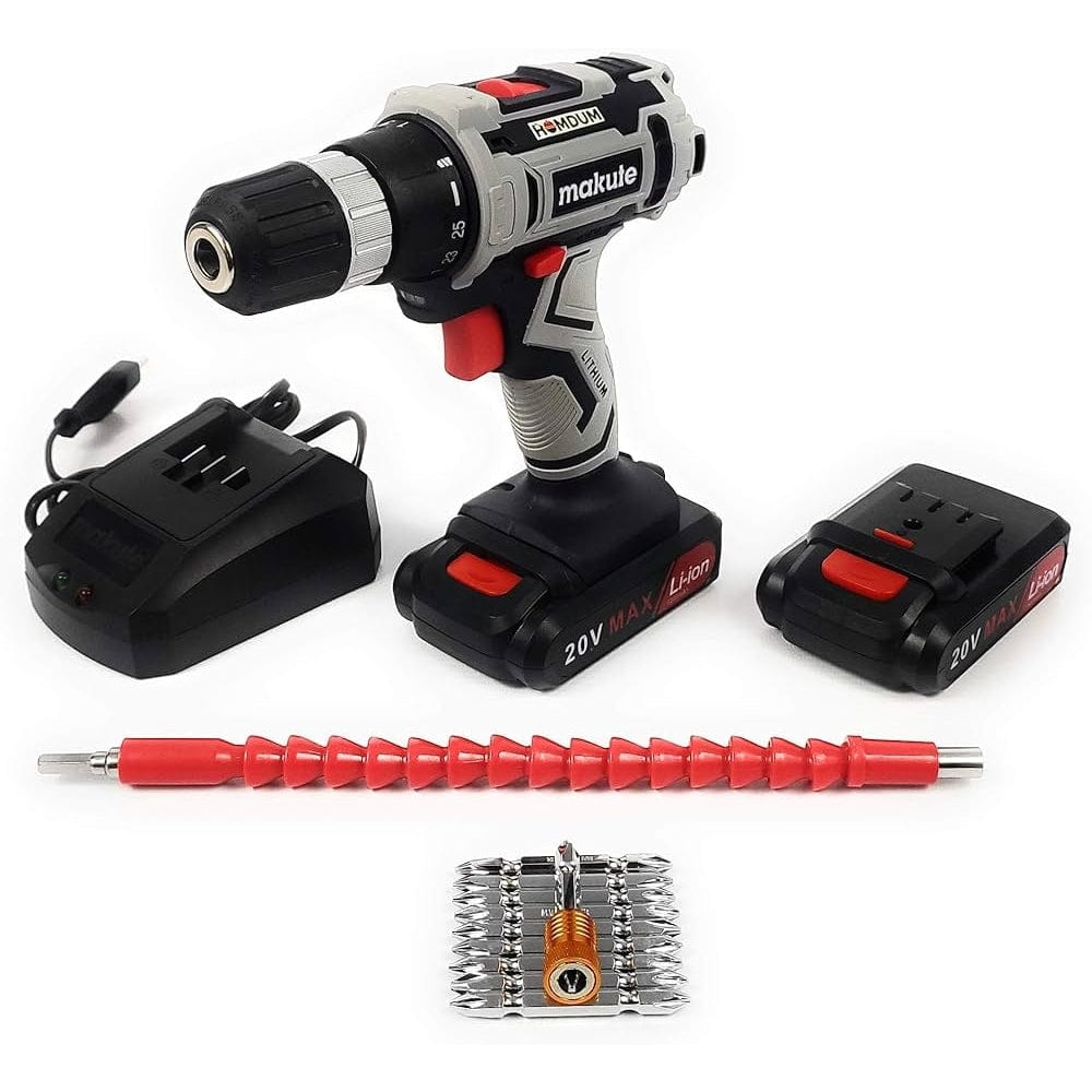 Makute Drill Makute Lithium-Ion Cordless Drill with Two 20V Batteries & Charger - CD017