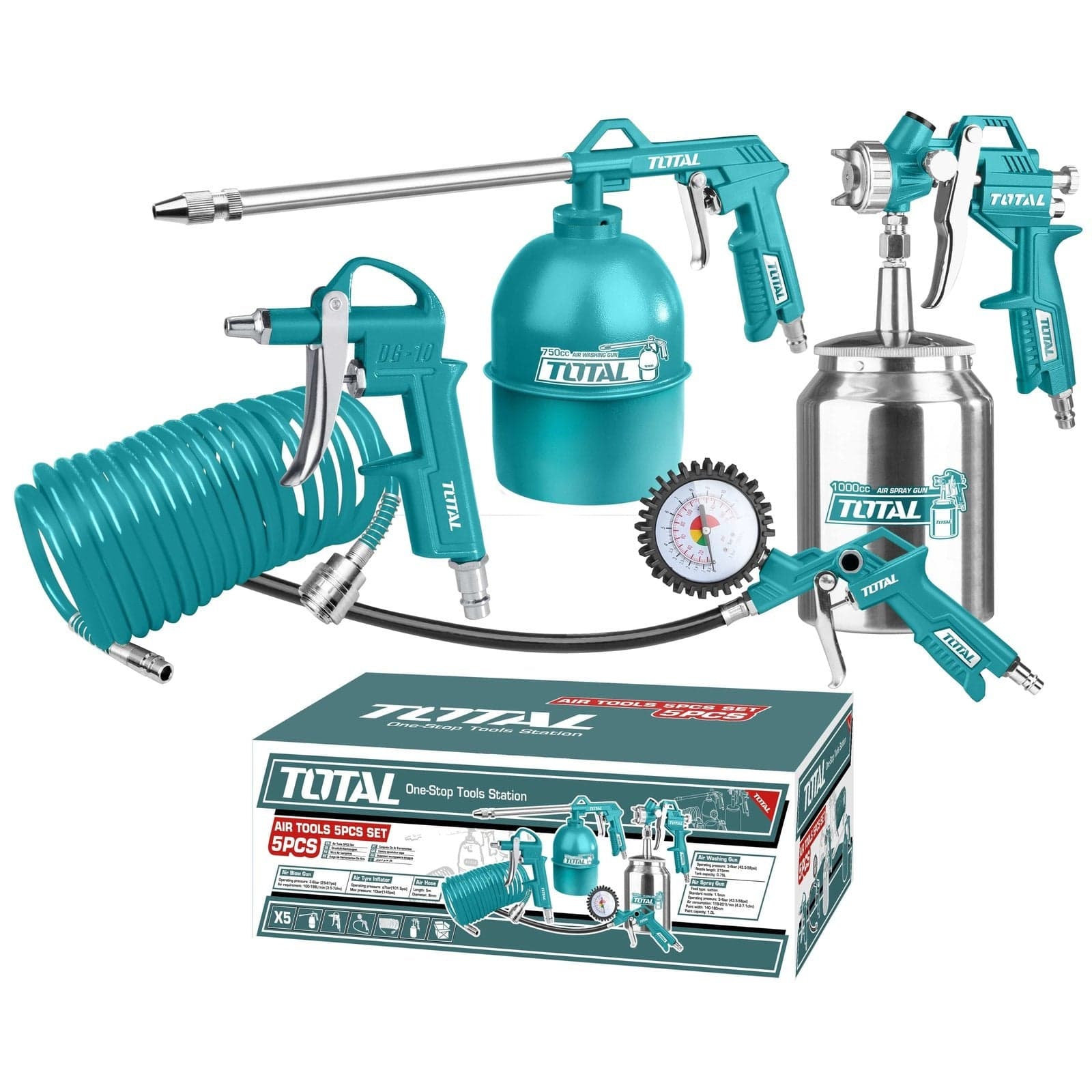 Total Spray Gun Total Air Tools 5 Pieces Set - TATK053