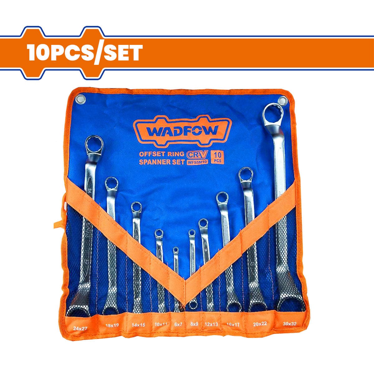 Wadfow Wrenches Wadfow 10 Pieces Offset Ring Spanner Set  - WFS5M10