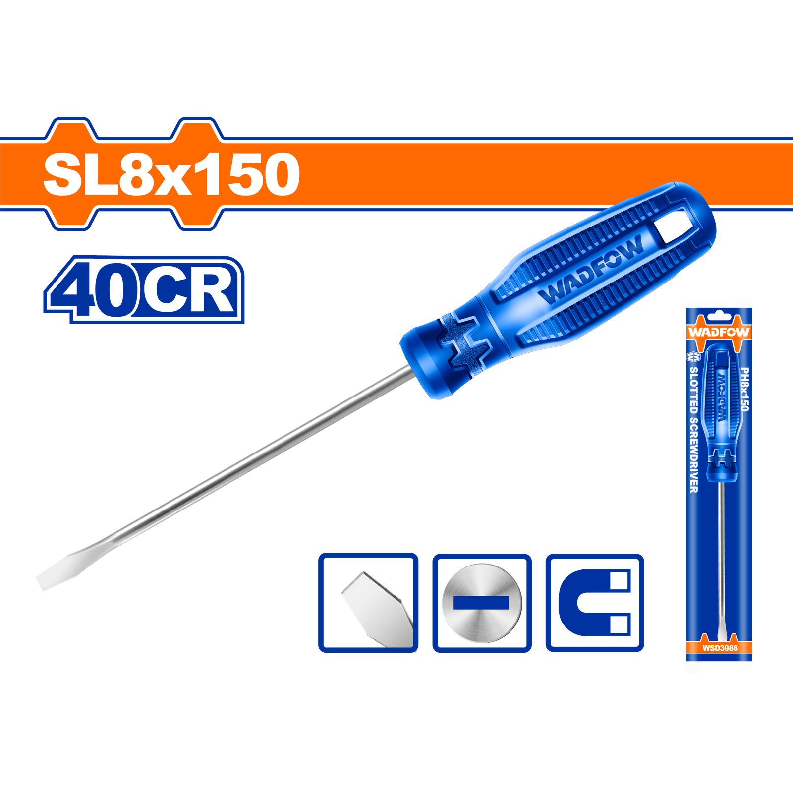 Wadfow Screwdrivers Wadfow 150mm Slotted Screwdriver