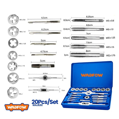 Wadfow Specialty Hand Tools Wadfow 20 Pieces Metric Tap & Die Set - WAJ1L02