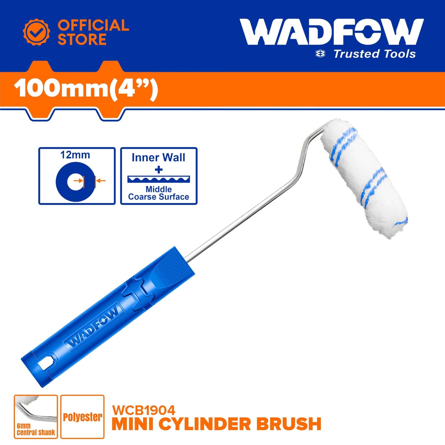 Wadfow Paint Tools & Equipment Wadfow 4" Mini Roller Cylinder Brush - WCB1904