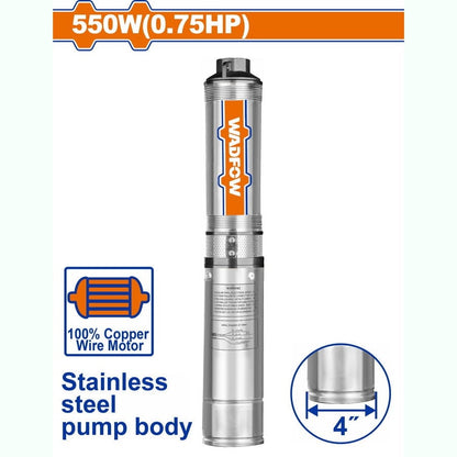 Wadfow Deep Well Pumps Wadfow 4" Stainless Steel Deep Well Pump - 0.5HP, 0.75HP, 1.0HP & 1.5HP