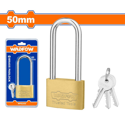 Wadfow Padlocks & Accessories Wadfow 50mm Long Shackle Brass Padlock - WPD2450