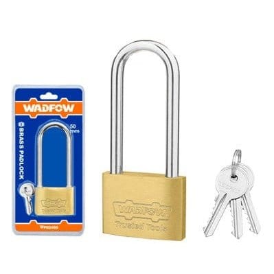 Wadfow Padlocks & Accessories Wadfow 50mm Long Shackle Brass Padlock - WPD2450