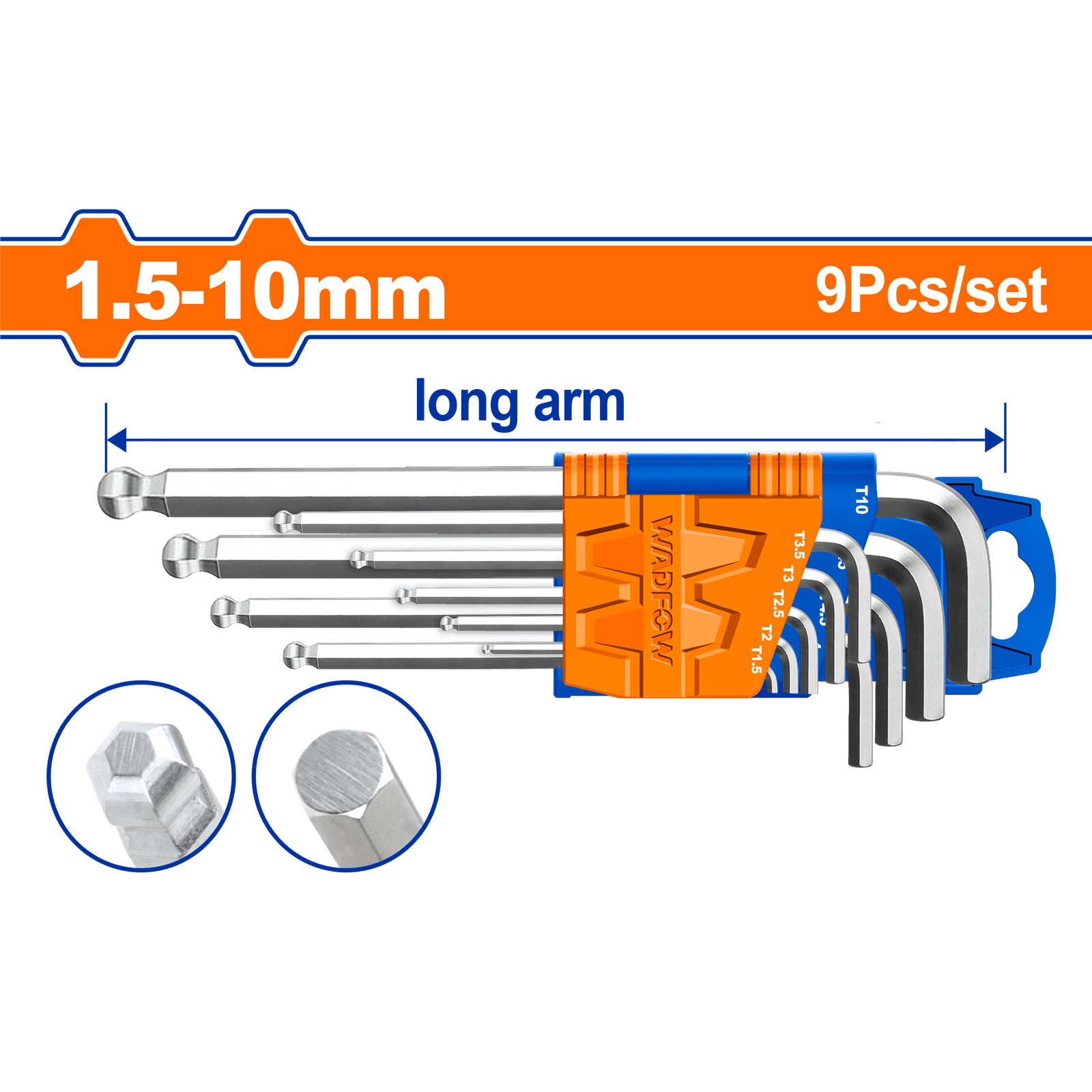 Wadfow Sockets & Hex Keys Wadfow 9 Pieces Ball Point Hex Key Set - WHK2292
