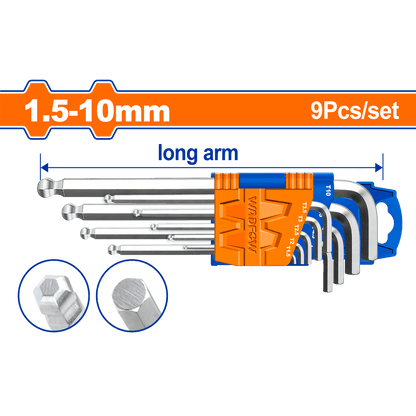Wadfow Sockets & Hex Keys Wadfow 9 Pieces Ball Point Hex Key Set - WHK2292