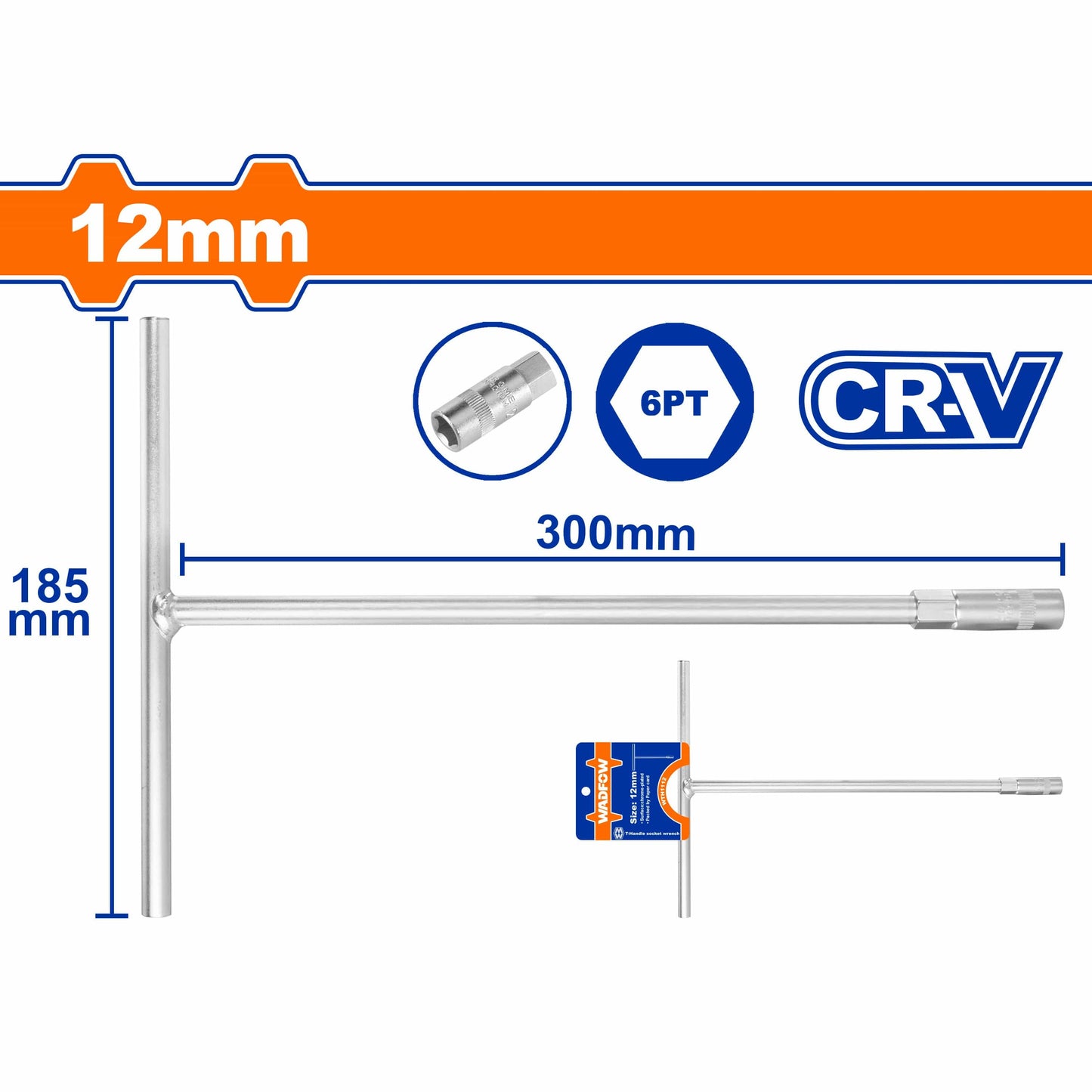 Wadfow Sockets & Hex Keys Wadfow Drop Forged T-Handle Socket Wrench 8mm & 12mm - WTH1108 & WTH1112